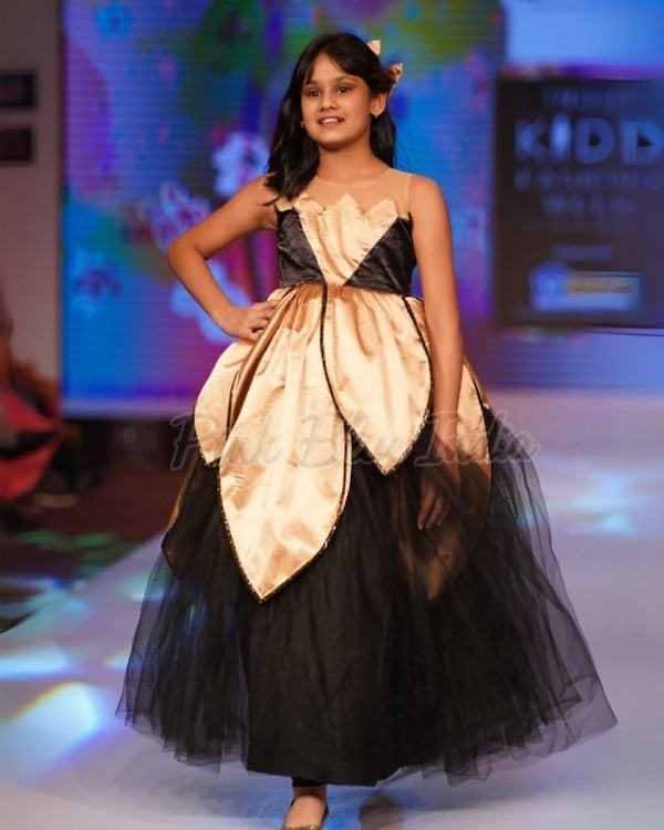 Black garden theme party dress, kids girl, birthday or party, stylish and fun