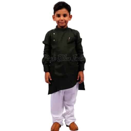 Olive Green Kids Kurta Pajama online - Kids Party Wear outfit
