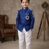 Boys royal blue Nehru jacket with white shirt designer ethnic Indo-Western wedding kids wear