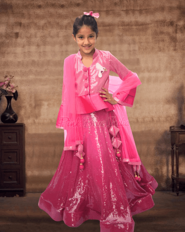 Ombre lehenga for baby girl, stylish ethnic outfit for wedding and festive occasions