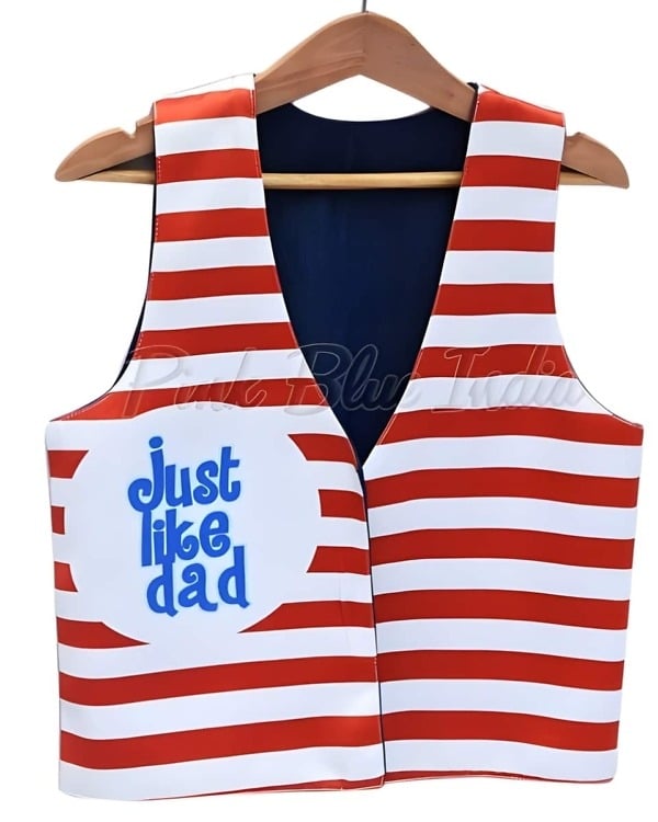 Baby Boy White Red Striped Jacket Kids Winter Outfit Pink Blue India side view