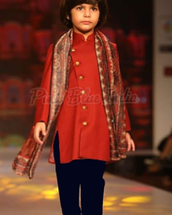 Royal maroon baby boy sherwani, wedding & stylish