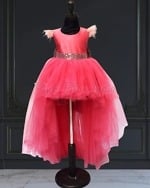 Flamingo theme high-low dress, kids girl, birthday party, stylish and fun