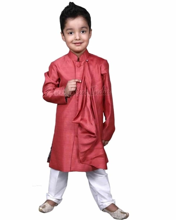 Stylish boys kurta with beige pajama, festive cute outfit