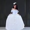 White designer party gown for girls, stylish birthday outfit