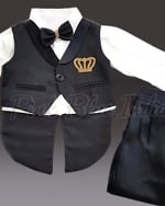Black and white birthday tailcoat suit for baby boys, formal party wear