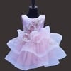 Pink heavy designer birthday gown for baby girls, stylish party wear