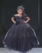 Black off shoulder gown for girls stylish birthday party wear outfit