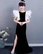 Little girls slit dress full outfit elegant party wear