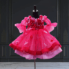 Balloon sleeve layered gown for baby girl, stylish birthday dress for party wear