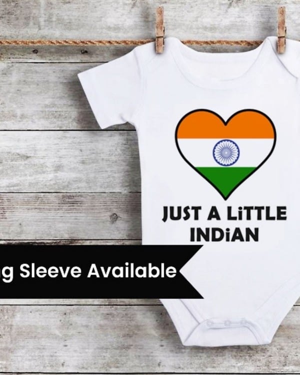 Funny India flag baby bodysuit, cute and playful for gifting or patriotic occasions