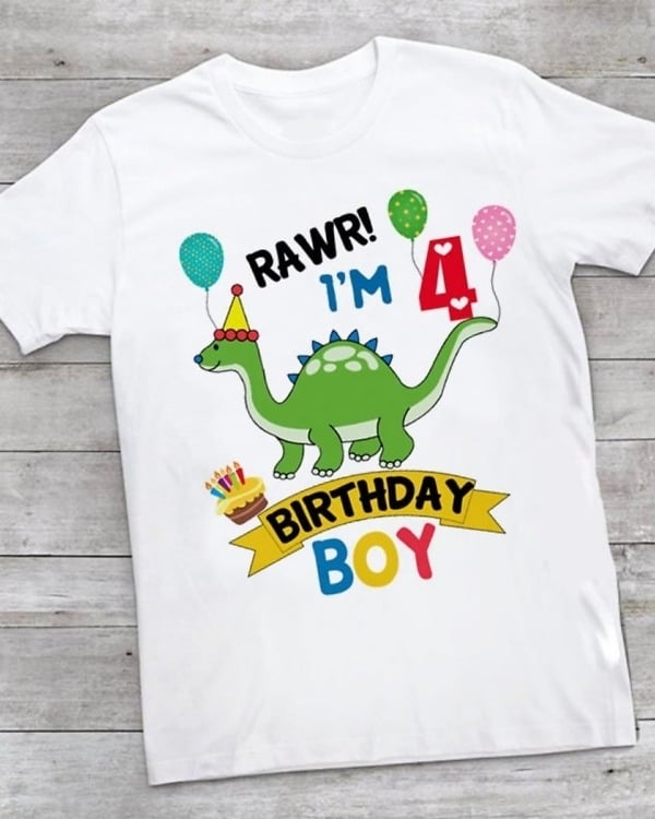 4th birthday t-shirt, kids boy, birthday party, fun and comfortable