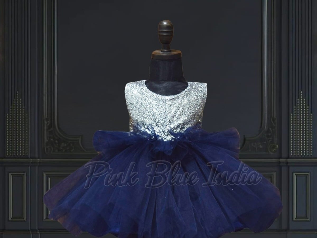 Beautiful Baby Girls Blue Designer Dress - Blue frock Online