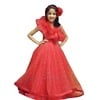 Red party gown for girls, stylish festive outfit, cute