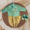 Green silk dhoti sherwani for baby boy stylish wedding festive wear outfit