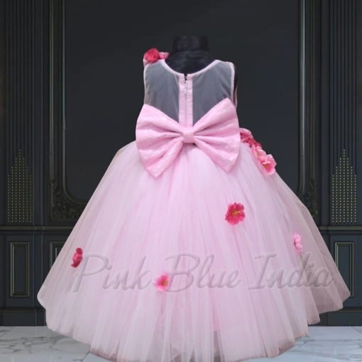 Stylish Back with Big Bow Party Dress on Back for Baby Girls - Image 4