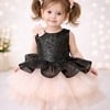 Black peach baby girl dress frock, tutu party gown for kids birthday outfit