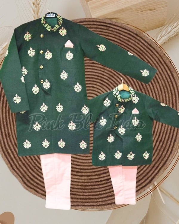 Dad and son matching outfit for wedding stylish family celebration wear