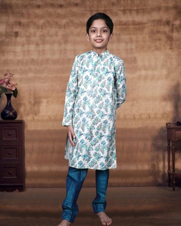 Green kurta pajama for kids stylish festive wedding wear outfit