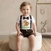 Jungle theme safari first birthday outfit for baby boys, an adventure-ready cake-smash party costume