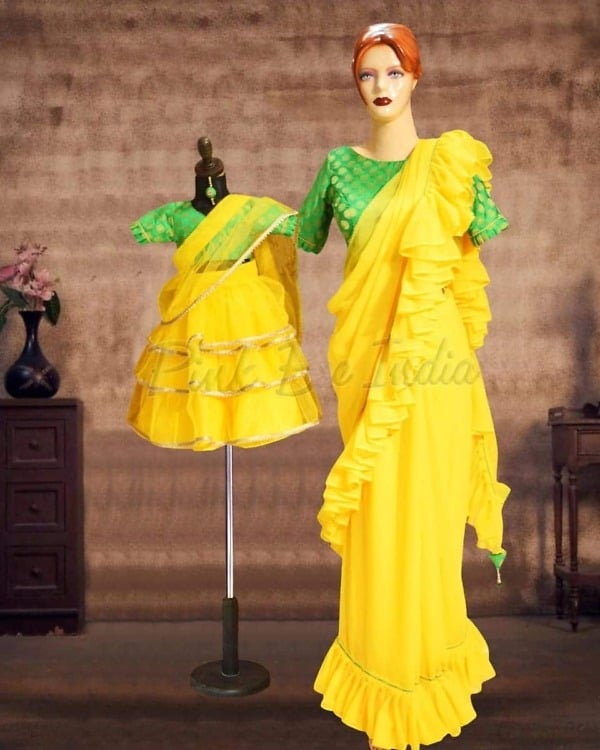 Mother daughter matching lehengas family wedding festive wear stylish coordinated outfit