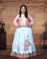 Peach lehenga choli with dupatta for girls elegant wedding festive wear outfit