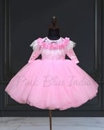 Pink feather dress for girls stylish birthday party wear outfit