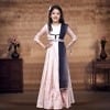 Pink silk long gown for girls stylish birthday party wear elegant dress