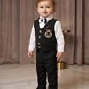 Toddler boy black waistcoat suit with white shirt for first birthday party formal kids gift