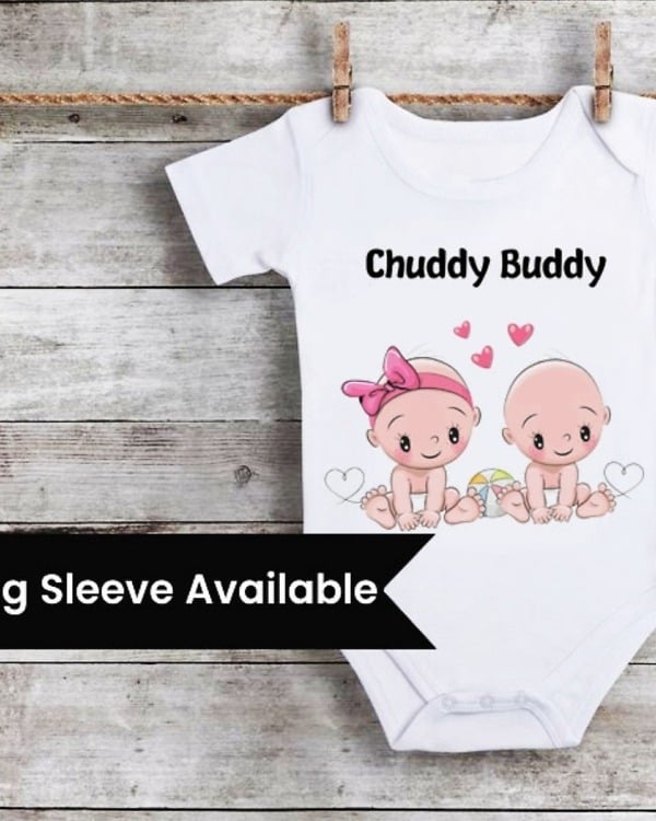 Chaddi Buddies twins onesie, cute matching outfit for babies