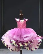 Off shoulder gown for baby girl, stylish party wear for birthday and celebration