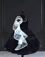 Black party wear gown for baby girl, elegant dress for birthday and evening parties