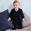 Blue velvet baby boy suit, stylish wedding or festival wear
