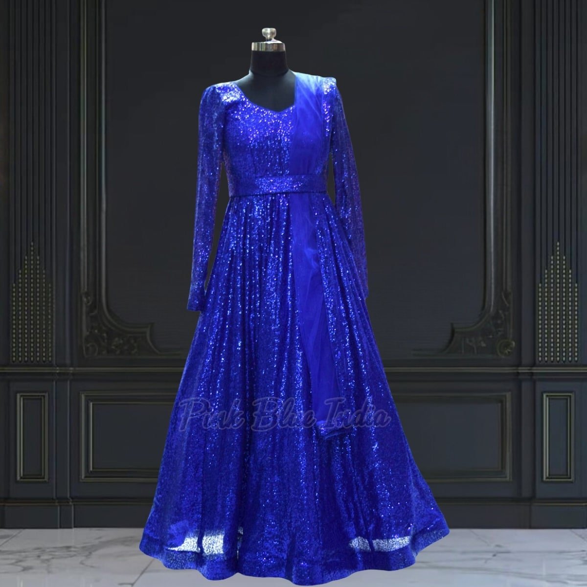 Buy Blue Designer Wedding Party Gown for Women Online India