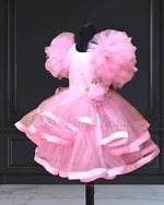 Pink cascade dress for girls stylish birthday party wear cute outfit