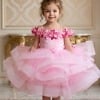 Pink frill baby girl dress frock, tutu birthday party outfit for toddler girls