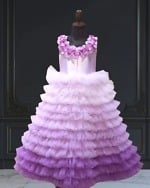 Purple ombre gown for baby girl, elegant party wear for birthday and special occasions