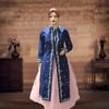Blue skirt with long jacket for women, stylish ethnic wear for weddings