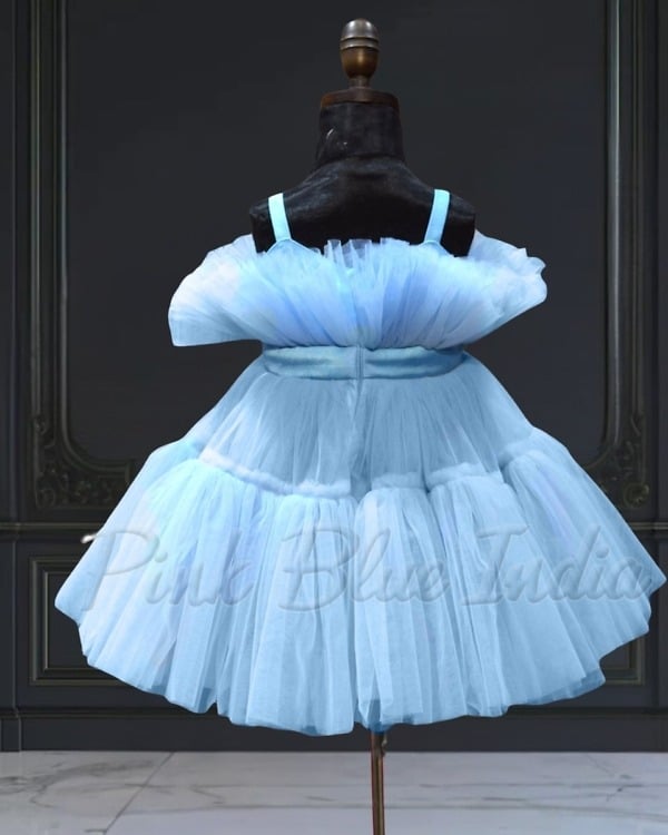 Powder blue princess dress for little girls elegant party wear gown