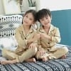 Golden satin night suit for boys and girls, stylish and cute for gifting or festive nights