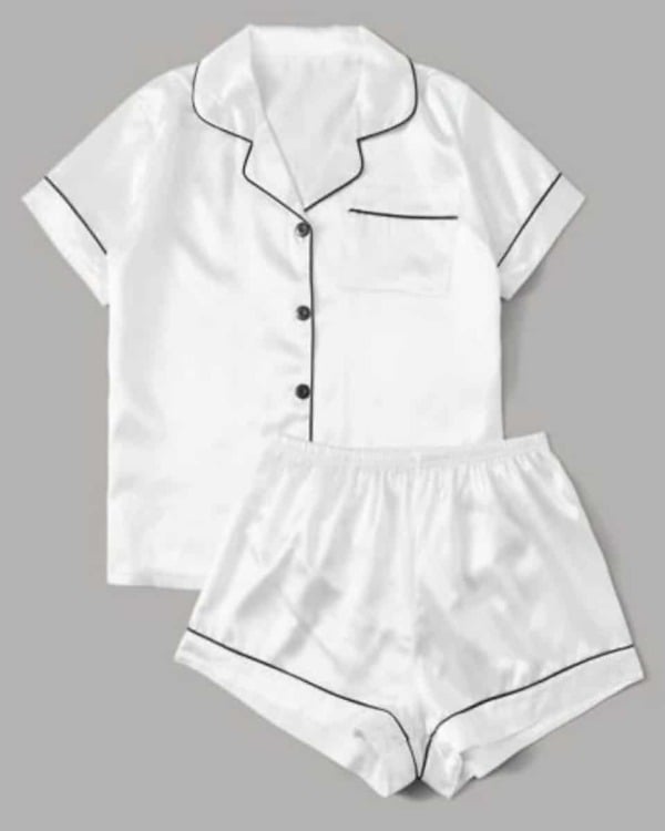 Kids white satin night suit comfortable soft fabric stylish sleepwear home wear