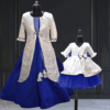 Mother daughter coordinated party dresses silver theme by Pink Blue India