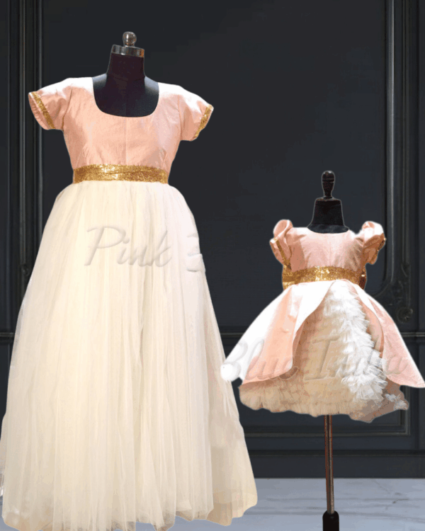 Mom daughter matching birthday party gown by Pink Blue India