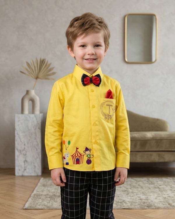 Circus carnival birthday party outfit for baby boy, a whimsical first birthday theme costume for cake smashes