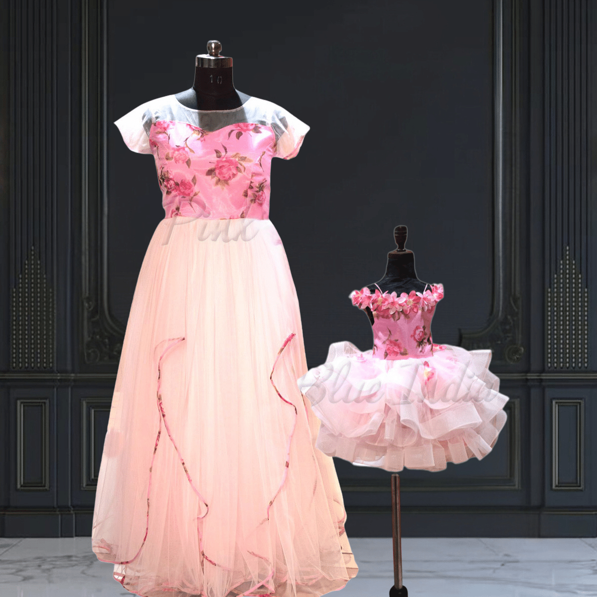 Mother Daughter Party Wear Long Gown