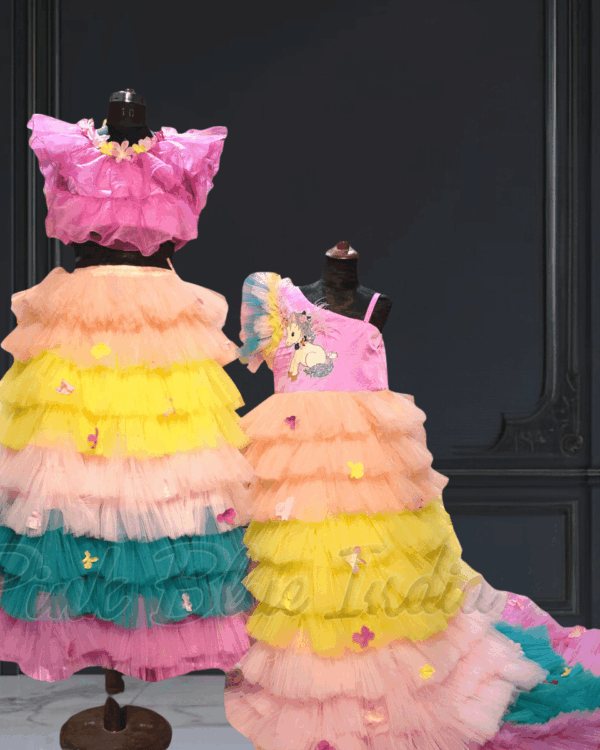 Mother daughter unicorn birthday matching dress set by Pink Blue India