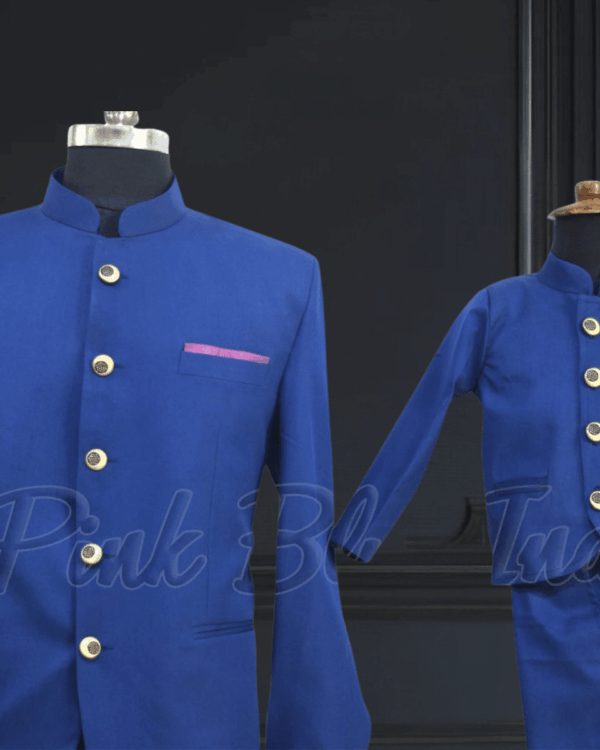 Father son Jodhpuri suits matching outfit for wedding by Pink Blue India