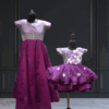 Mother daughter premium handwork matching dress set by Pink Blue India