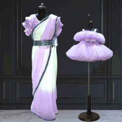 mother-daughter-designer-saree-and-gown