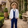 Baby boy white 2 button blazer with navy pants and bow tie for wedding formal party kids gift